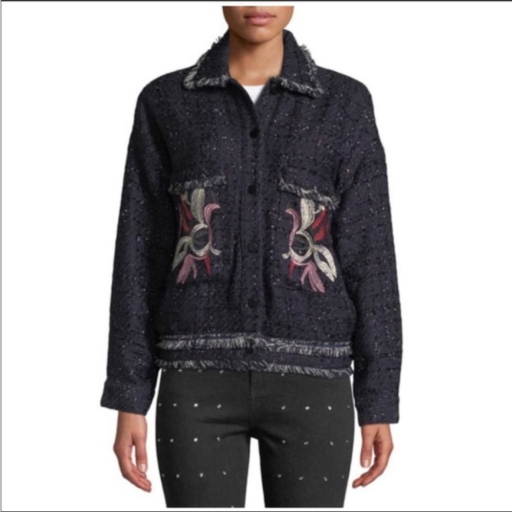NWT Foxiedox Navy tweed Embroidered Jacket S - Picture 6 of 9
